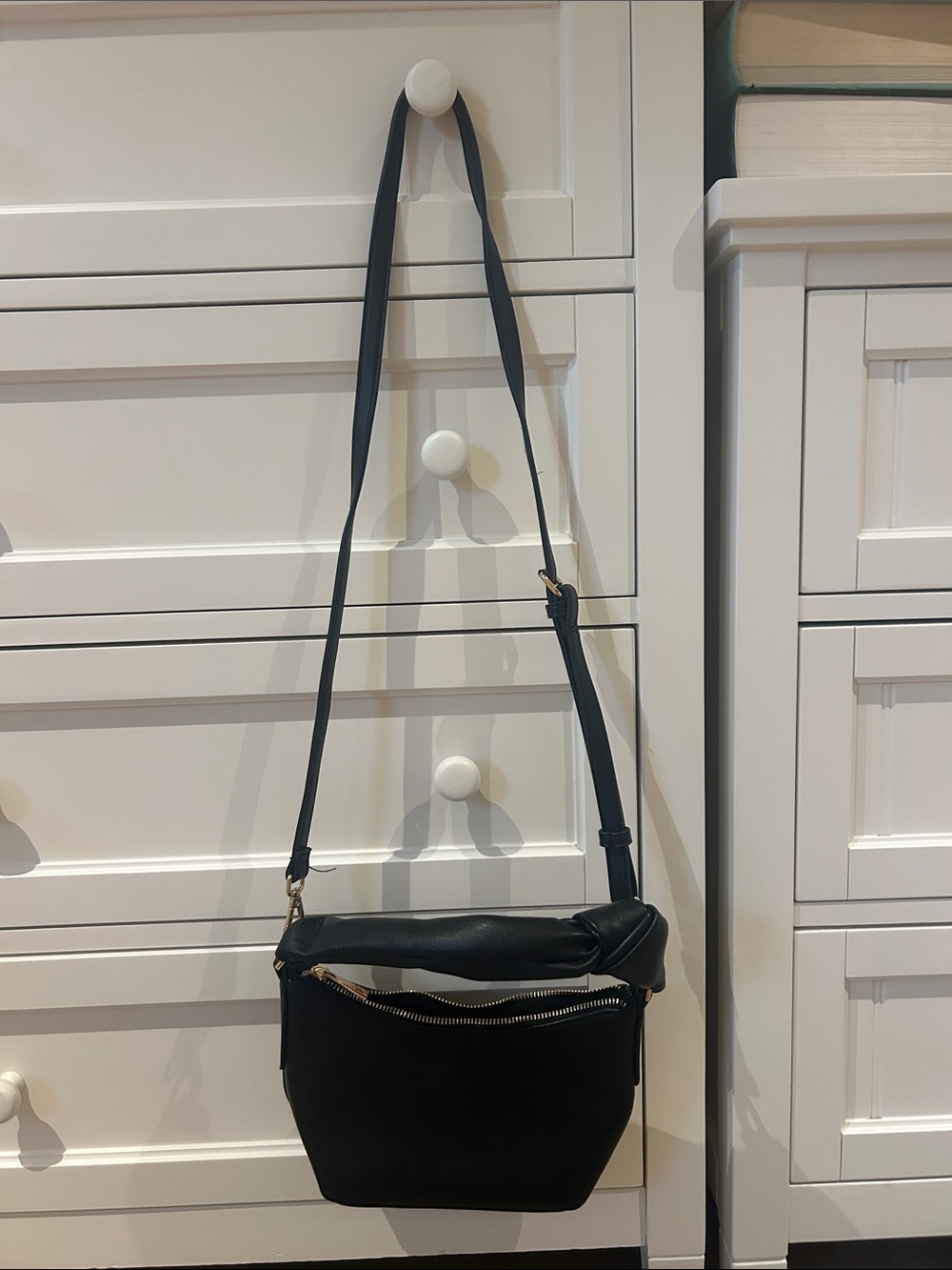 a new day Black Crossbody Bag with Gold Accents